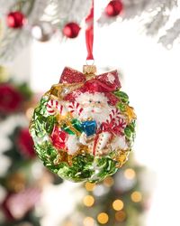 Santa in Wreath Christmas Ornament