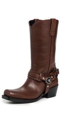 Versace Calf Leather Boots 50mm Moka/Aged Palladium 38