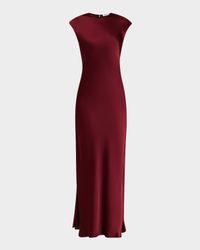 Cap-Sleeve Bias Viscose Satin Maxi Dress