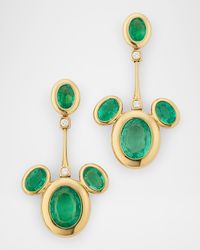 G One 18K Yellow Gold Emerald Earrings with Diamonds