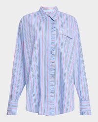 Kylie Striped Ruffle Button-Down Shirt