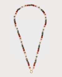 18K Yellow Gold 32" Stone Foundation Hex Bead Necklace