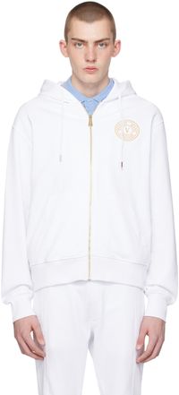 Versace Jeans Couture White V-Emblem Hoodie
