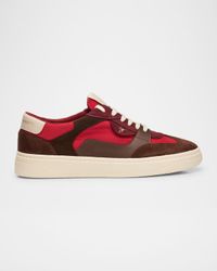 Men's Textile and Leather Low-Top Sneakers