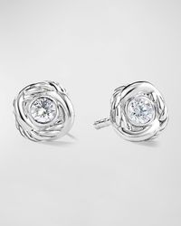 18K White Gold Infinity Diamond Stud Earrings
