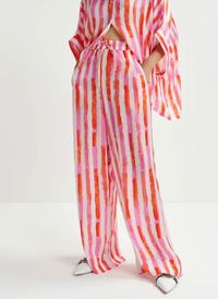 Essentiel Antwerp - Pantalon large rayé taille haute - Taille 2XL - Rouge