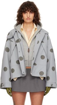 CPLUS Series Blouson surdimensionné gris à motif à pois imprimé