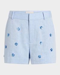 Tora Embellished Linen Suiting Shorts