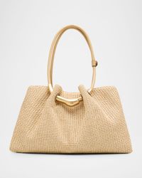 Asa Pleated Woven Satchel Shoulder Bag