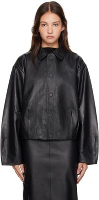 St. Agni Blouson ample noir en cuir