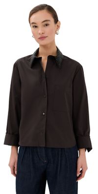 TWP Dude Shirt with Crystal Collar Chocolate XS/S