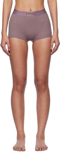 Versace Underwear Purple 90s Vintage Logo Ribbed Boy Shorts
