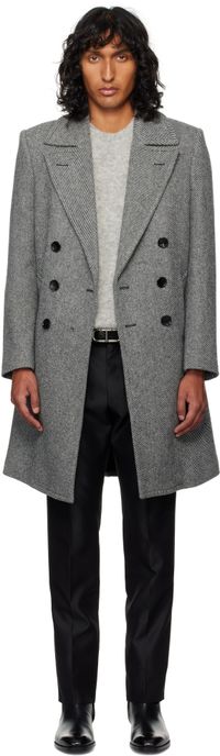 TOM FORD Black & White Graphic Twill Coat