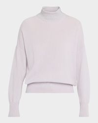 Metallic Cashmere Mock-Neck Sweater