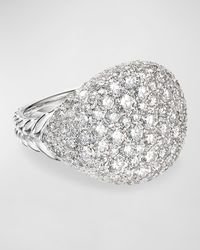 Chevron Pave Diamond Pinky Ring in 18k White Gold