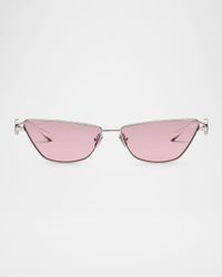 V-Logo Titanium Cat-Eye Sunglasses