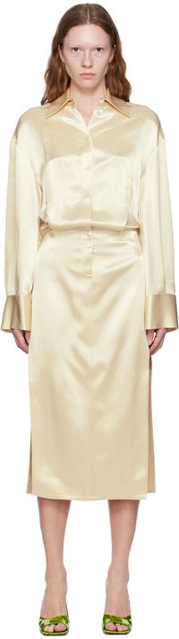 The Attico Beige Charla Midi Dress