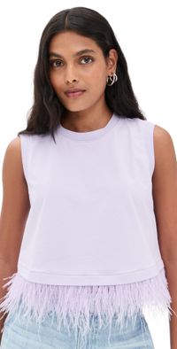 Cinq à Sept Cropped Feather Tee Light Honey Lavender XL