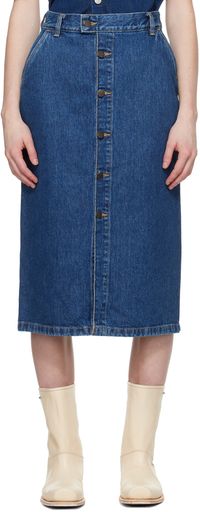 Carhartt Work In Progress Blue Colby Denim Midi Skirt