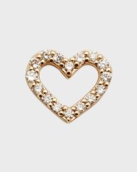 14K Small Open Heart Stud Earring with Diamonds, Single