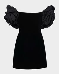 Floral Off-Shoulder Velvet Mini Dress