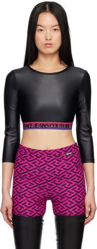 Versace Jeans Couture T-shirt à manches longues lustré noir