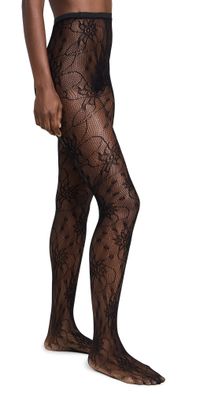 Stems Wild Flower Fishnet Tights Black One Size