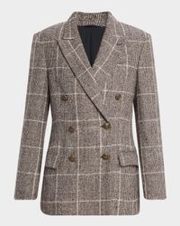 Windowpane Double-Breasted Jacket