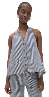 Lioness Hills Halter Top Navy Stripe M