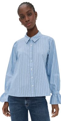 XIRENA Sybil Shirt Chambray Teal Stripe XS