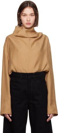 TOTEME Tan Funnel-Neck Blouse