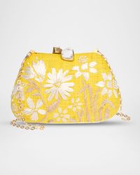 Tamu Flower Embroidered Raffia Clutch Bag