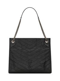 Women's Niki Medium Shopping Bag In Crinkled Vintage Leather - Nero