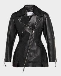 Leather Cocoon Waisted Biker Jacket
