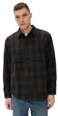 Madewell Long Sleeve Flannel Work Shirt Brushed Ombre Plaid XL