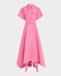 Camellia Belted Faille Trench Maxi Dress