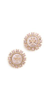 Tory Burch Crystal Stud Earrings Tory Gold / Pink One Size