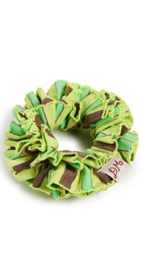 Damson Madder Garter Scrunchie In Tropical Stripe Lime One Size