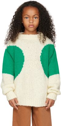 Weekend House Kids Kids Off-White & Green Dot Sweater