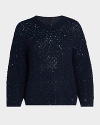Crewneck Open-Knit Wool Sweater