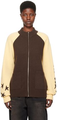 We11done Brown & Yellow Zip Jacket