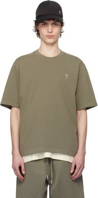 AMI Paris Taupe Cotton Tonal Ami de Coeur T-shirt