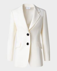 Single-Breasted Wool Gabardine Captain Blazer Jacket