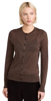 Enza Costa Lamé Cardigan Brown XL