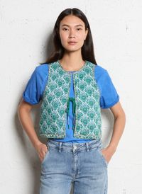 Petite Mendigote - Gilet col rond en coton - Taille 2 - Vert