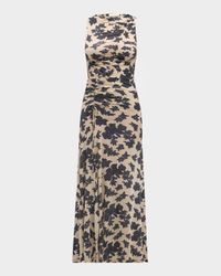 Natalia Ruched Floral-Print Maxi Dress