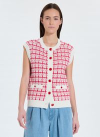 Zapa - Gilet sans manches en tweed - Taille 5 - Rouge