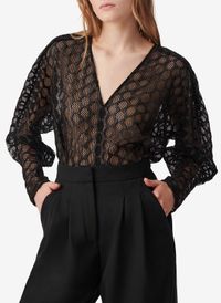 Iro - Top droit Col V - Taille 40 - Noir