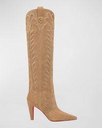 85mm Santia Suede Knee-High Western Boots