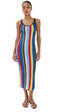 STAUD Jessica Dress Market Stripe XL